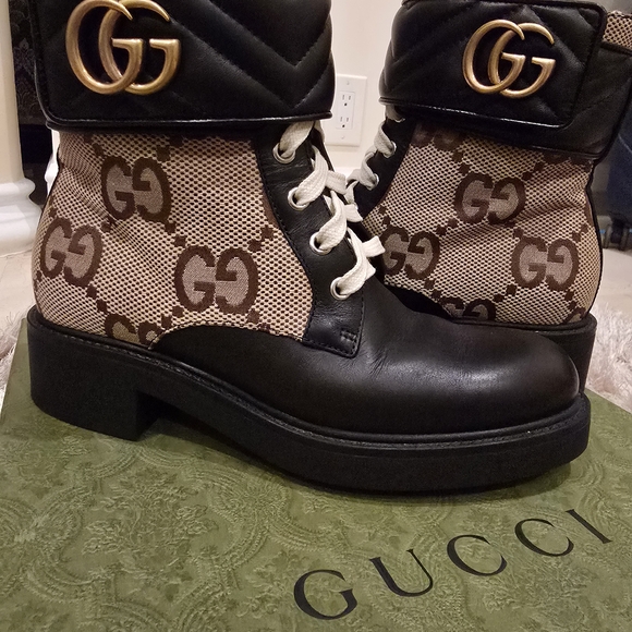 Gucci Women's Black and Brown Boots - Picture 1 of 5